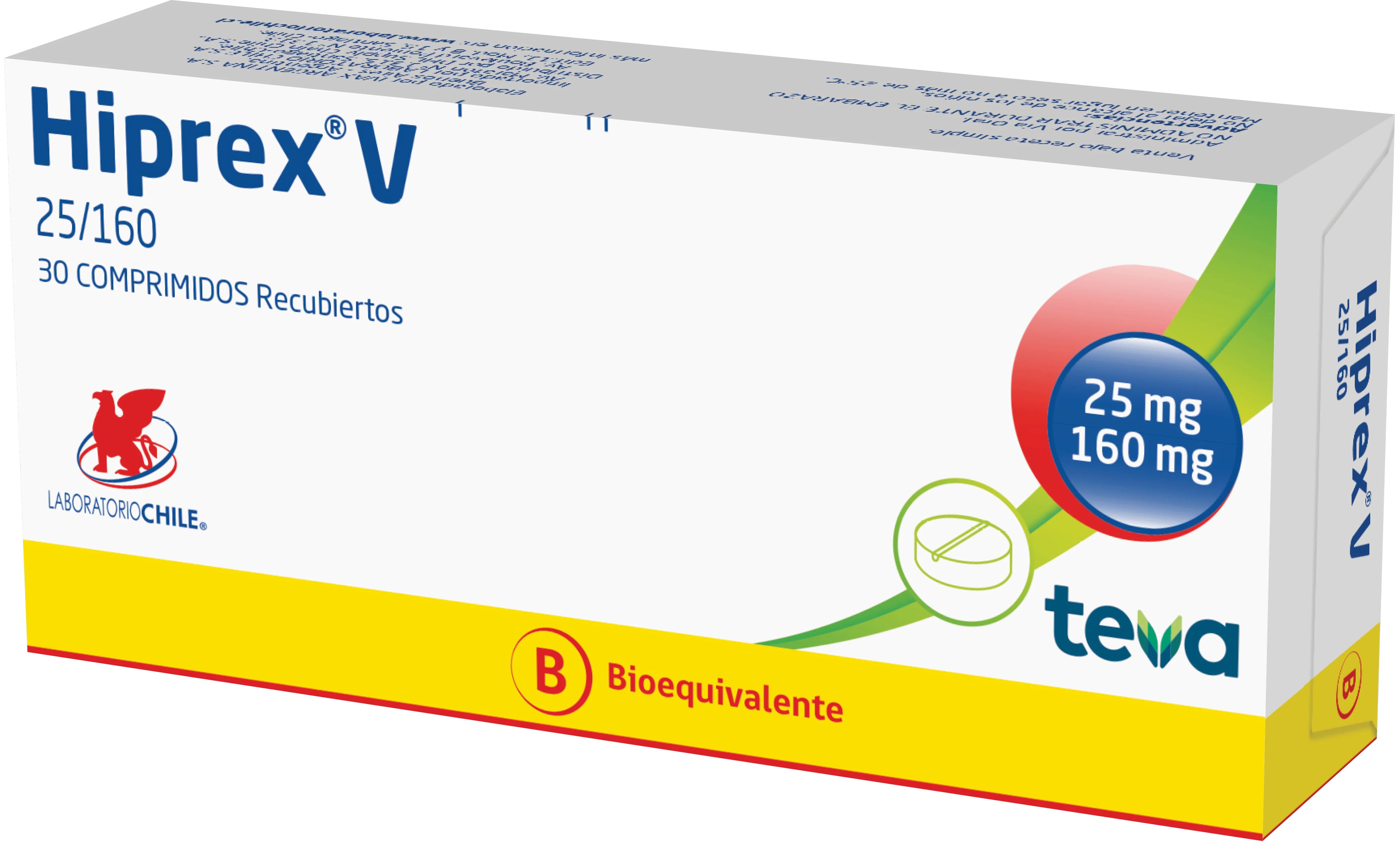 Hiprex V 25/160 mg x 30 Comprimidos Recubiertos LAB CHILE